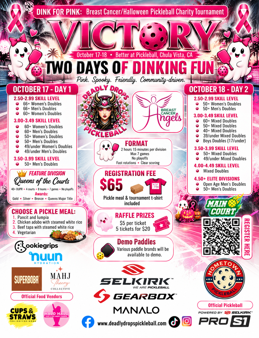 VICTORY Dink for Pink Breast Cancer/Halloween event poster
