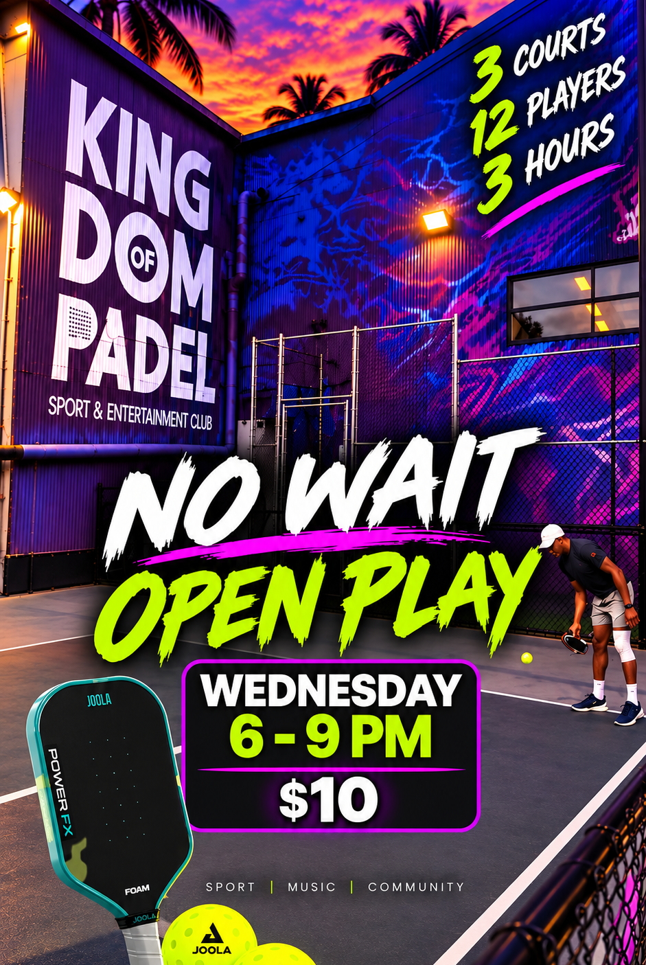 No Wait Open Play event poster