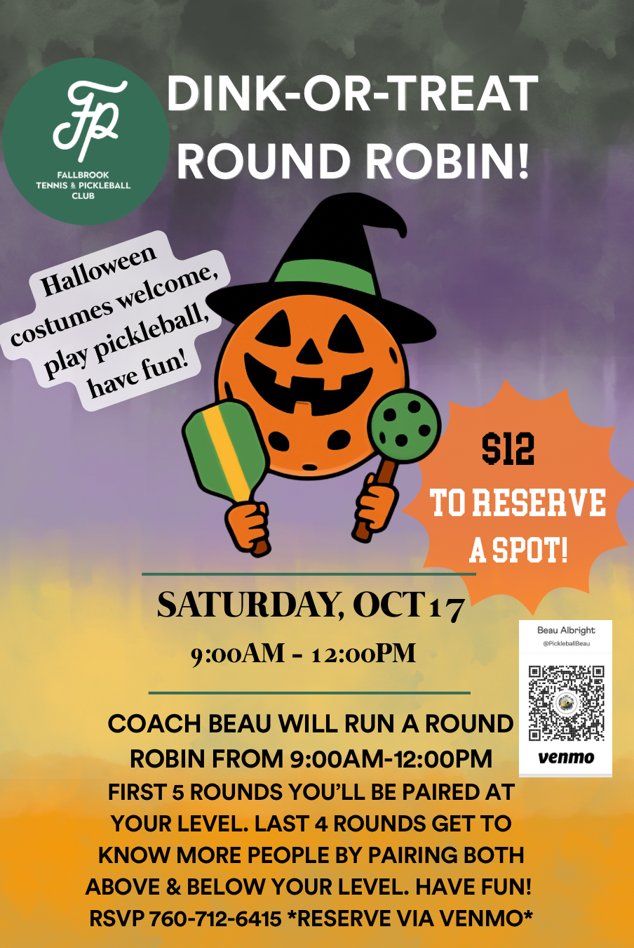 Dink or Treat Round Robin event poster